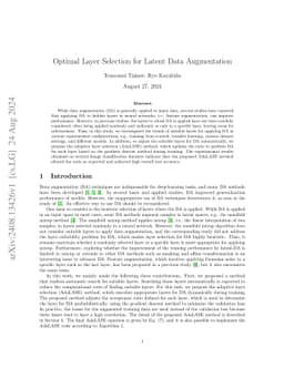 Optimal Layer Selection for Latent Data Augmentation