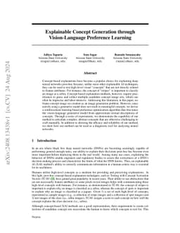 Explainable Concept Generation through Vision-Language Preference
  Learning