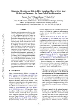 Balancing Diversity and Risk in LLM Sampling: How to Select Your Method and Parameter for Open-Ended Text Generation