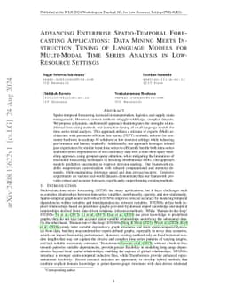 Advancing Enterprise Spatio-Temporal Forecasting Applications: Data
  Mining Meets Instruction Tuning of Language Models For Multi-modal Time
  Series Analysis in Low-Resource Settings