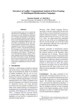 Narratives at Conflict: Computational Analysis of News Framing in
  Multilingual Disinformation Campaigns