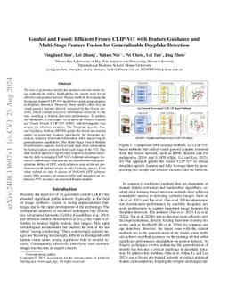 Guided and Fused: Efficient Frozen CLIP-ViT with Feature Guidance and
  Multi-Stage Feature Fusion for Generalizable Deepfake Detection