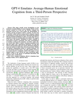 GPT-4 Emulates Average-Human Emotional Cognition from a Third-Person
  Perspective