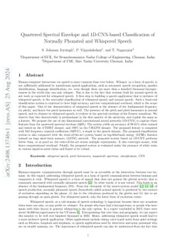 Quartered Spectral Envelope and 1D-CNN-based Classification of Normally
  Phonated and Whispered Speech
