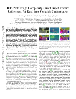 ICFRNet: Image Complexity Prior Guided Feature Refinement for Real-time
  Semantic Segmentation