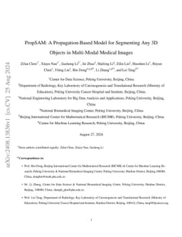 PropSAM: A Propagation-Based Model for Segmenting Any 3D Objects in
  Multi-Modal Medical Images