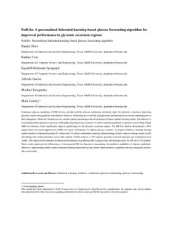 FedGlu: A personalized federated learning-based glucose forecasting
  algorithm for improved performance in glycemic excursion regions