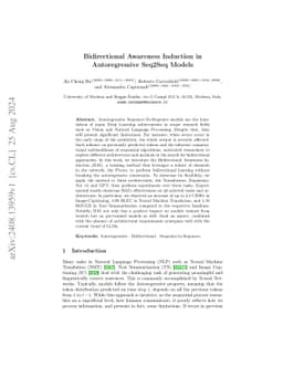 Bidirectional Awareness Induction in Autoregressive Seq2Seq Models