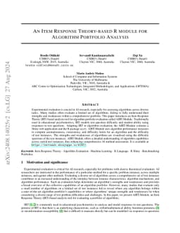 An Item Response Theory-based R Module for Algorithm Portfolio Analysis
