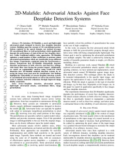 2D-Malafide: Adversarial Attacks Against Face Deepfake Detection Systems