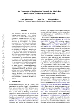 An Evaluation of Explanation Methods for Black-Box Detectors of
  Machine-Generated Text