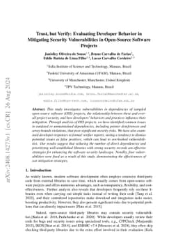 Trust, but Verify: Evaluating Developer Behavior in Mitigating Security
  Vulnerabilities in Open-Source Software Projects