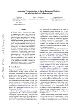 Assessing Contamination in Large Language Models: Introducing the
  LogProber method