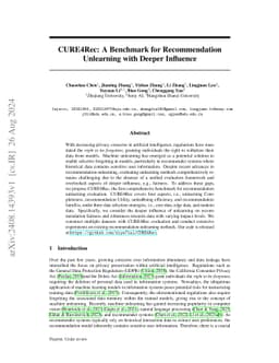 CURE4Rec: A Benchmark for Recommendation Unlearning with Deeper
  Influence