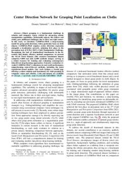 Center Direction Network for Grasping Point Localization on Cloths