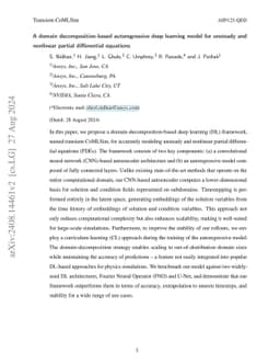 A domain decomposition-based autoregressive deep learning model for unsteady and nonlinear partial differential equations