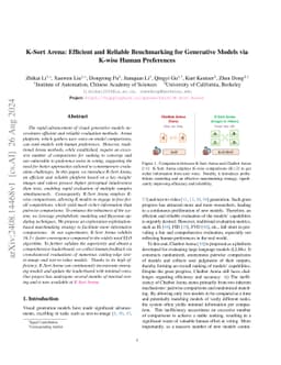 K-Sort Arena: Efficient and Reliable Benchmarking for Generative Models via K-wise Human Preferences