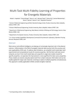 Multi-Task Multi-Fidelity Learning of Properties for Energetic Materials