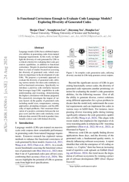 Is Functional Correctness Enough to Evaluate Code Language Models?
  Exploring Diversity of Generated Codes