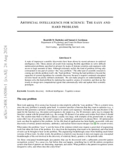 Artificial intelligence for science: The easy and hard problems