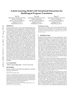 A Joint Learning Model with Variational Interaction for Multilingual
  Program Translation