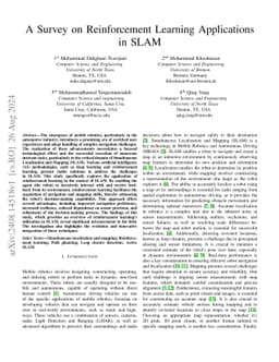 A Survey on Reinforcement Learning Applications in SLAM