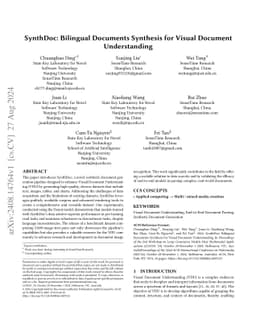 SynthDoc: Bilingual Documents Synthesis for Visual Document
  Understanding