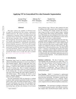 Applying ViT in Generalized Few-shot Semantic Segmentation