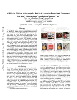 MRSE: An Efficient Multi-modality Retrieval System for Large Scale
  E-commerce
