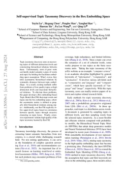 Self-supervised Topic Taxonomy Discovery in the Box Embedding Space