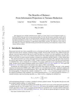 The Benefits of Balance: From Information Projections to Variance Reduction
