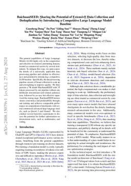 BaichuanSEED: Sharing the Potential of ExtensivE Data Collection and
  Deduplication by Introducing a Competitive Large Language Model Baseline