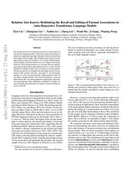 Relation Also Knows: Rethinking the Recall and Editing of Factual Associations in Auto-Regressive Transformer Language Models