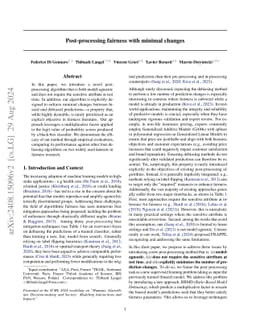 Post-processing fairness with minimal changes