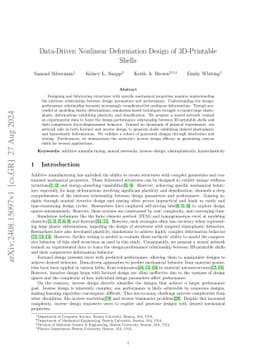 Data-Driven Nonlinear Deformation Design of 3D-Printable Shells