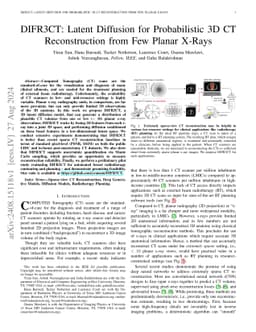 DIFR3CT: Latent Diffusion for Probabilistic 3D CT Reconstruction from
  Few Planar X-Rays