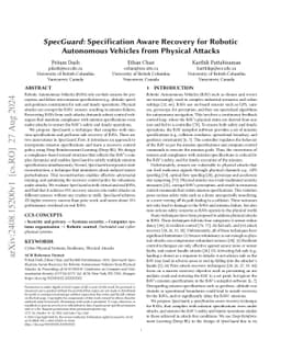 SpecGuard: Specification Aware Recovery for Robotic Autonomous Vehicles
  from Physical Attacks