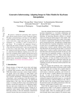 Generative Inbetweening: Adapting Image-to-Video Models for Keyframe Interpolation