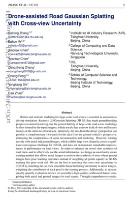 Drone-assisted Road Gaussian Splatting with Cross-view Uncertainty