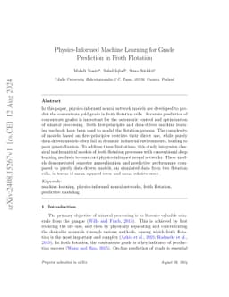 Physics-Informed Machine Learning for Grade Prediction in Froth
  Flotation