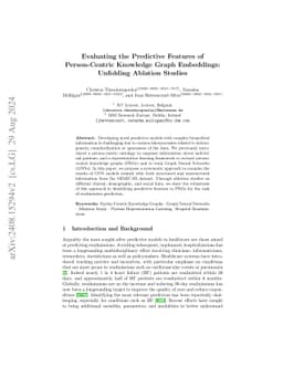 Evaluating the Predictive Features of Person-Centric Knowledge Graph
  Embeddings: Unfolding Ablation Studies