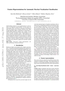 Feature Representations for Automatic Meerkat Vocalization
  Classification