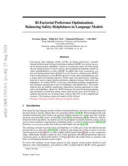 Bi-Factorial Preference Optimization: Balancing Safety-Helpfulness in Language Models
