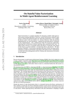 On Stateful Value Factorization in Multi-Agent Reinforcement Learning