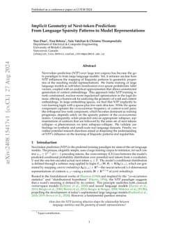 Implicit Geometry of Next-token Prediction: From Language Sparsity Patterns to Model Representations