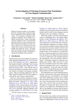 An Investigation of Warning Erroneous Chat Translations in Cross-lingual
  Communication