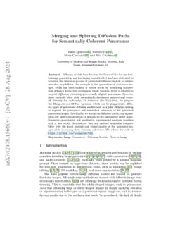 Merging and Splitting Diffusion Paths for Semantically Coherent
  Panoramas