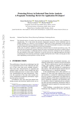 Protecting Privacy in Federated Time Series Analysis: A Pragmatic
  Technology Review for Application Developers