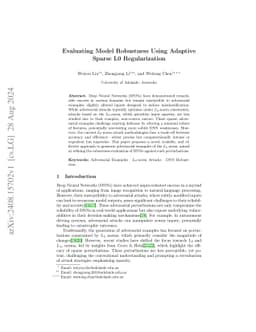 Evaluating Model Robustness Using Adaptive Sparse L0 Regularization
