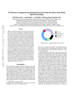 TCNFormer: Temporal Convolutional Network Former for Short-Term Wind
  Speed Forecasting